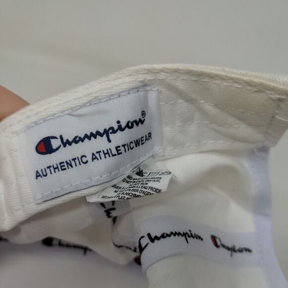 Champion Men's Slideback Hat White Size OSFM Embroidered Big Logo Cotton - Picture 10 of 11